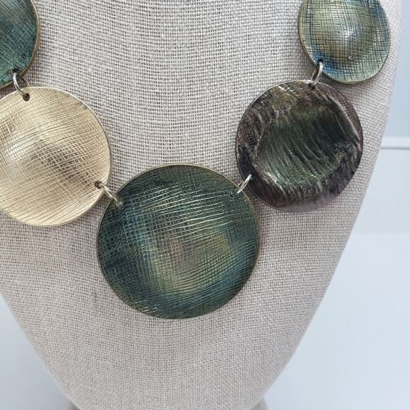 St. Thomas Mixed Metal Disk Statement Necklace - Picture 2 of 7